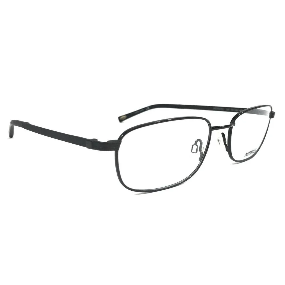 Autoflex Eyeglasses Frames PRETENDER 001 Black Rectangle Wire Rim 54-18-140